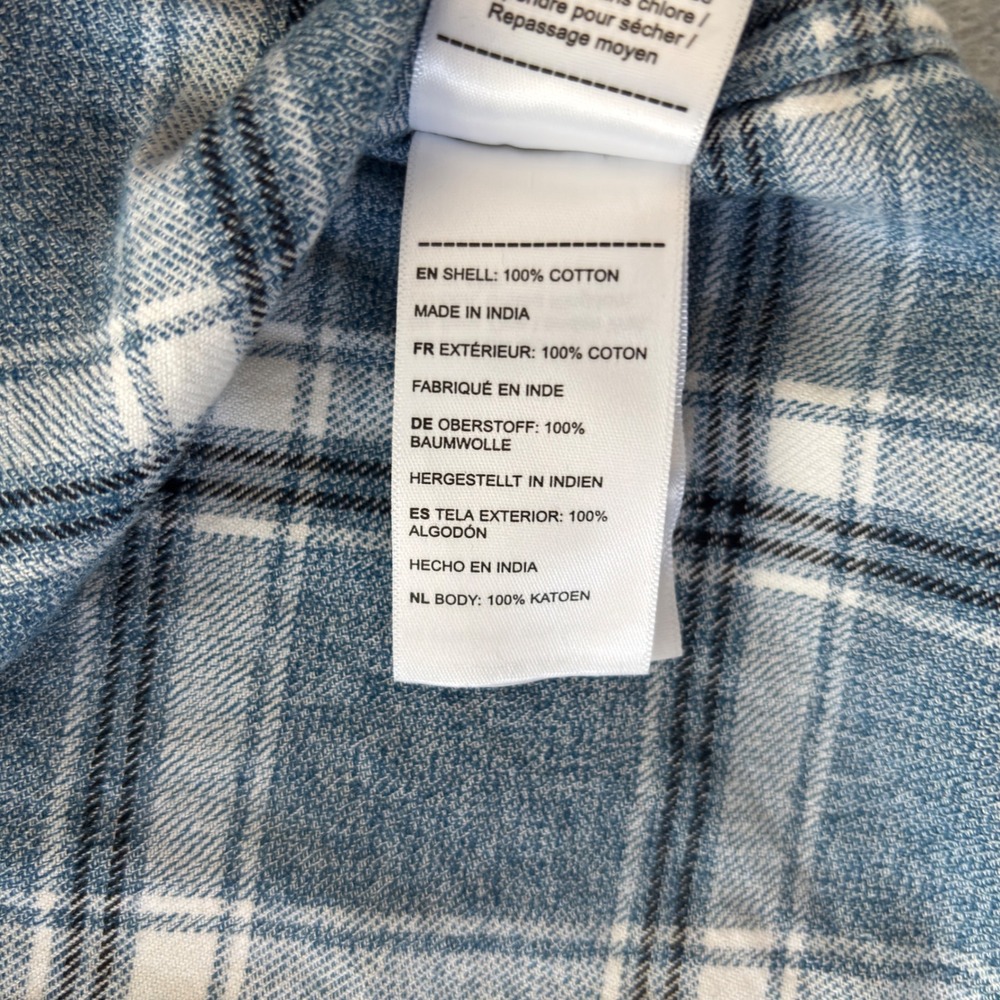 UNTUCKit Mens Large Slim Fit Blue Plaid Cotton Flannel Button Down Shirt - Picture 5 of 8